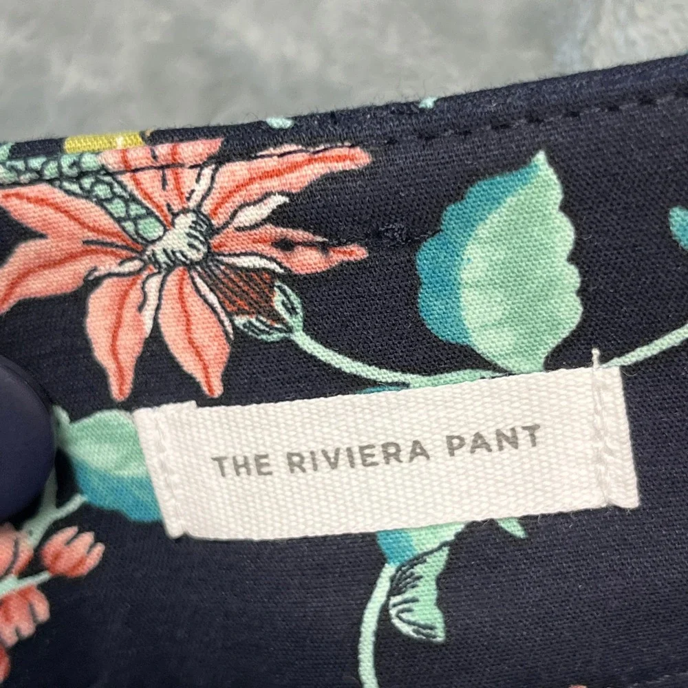 LOFT Riviera Pant Women Navy‎ Blue Floral Julie Fit Cropped Trousers NWT 2